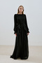 LAYERED PLEATED DRESS, BLACK - 3