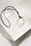 Circle long necklace black silver - 2