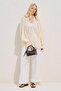 Lace Collar Draped Blouse Vanilla - 4