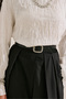 Silver Buckle Leather Belt Black
