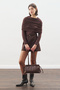 Bluz with Ruched Detail, Brown - 3