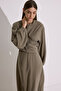 Modal Long Sleeve Anvelop Dress Khaki - 4