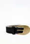 Antique Buckle Thin Belt Black - 3