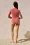 Square Patterned Swimmer Suit Red Checked - 8