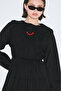 Drawstring Long Sleeve Dress Black - 5