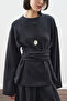 Soft Textured Modal Tie-Up Sweatshirt Anthracite - 6