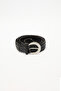 Braided Leather Buckle Belt Black - 7