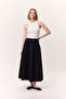 Wide Gather Denim Skirt Black - 5