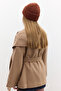 Shawl-Collar Checked Coat Camel - 6