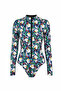 Patterned Zippered Surf Swimsuit Multicolor - 8