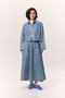Wide Gather Denim Skirt Blue - 4