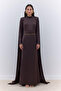 Peplum Evening Dress Brown - 2