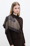 Patterned Satin Neck Scarf Classic - Brown - 2