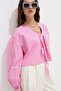 Pink Striped and Lace up Blouse - 4