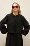 Linen Bluz with Lace Detail Black - 3