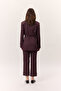 Belted Buttoned Blazer Jacket Burgundy - 8