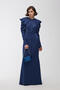 Shoulder Drape Detail Evening Dress Night Blue
