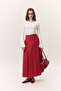 Ruched Gabardine Skirt Red - 3