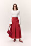 Ruched Gabardine Skirt Red - 2