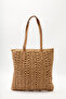 Straw Shoulder Bag - Patterned and Natural - 6