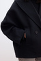 Italian Checked Double-Breasted Coat Black - 6