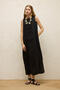 Black Linen Comfortable Sleeveless Dress - 7