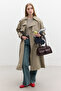 BUTTONED DOUBLE BREASTED TRENCH COAT SAND