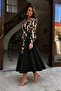 Women's Long-Sleeve Double-Breasted Neck Scuba Crepe Midi-Length Dress - 2