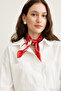 PATTERNED SATIN NECK SCARF ROSE RED - 3