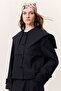 Wide Collar Gabardine Jacket Navy Blue - 3