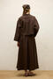 Linen Long Sleeve Crop Shirt Brown - 8