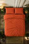 Plain 100% Cotton Double Duvet Cover Set - Tile - 3