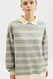 Polo Collar Oversize Sweatshirt Gray - 5