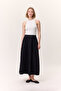 Wide Gather Denim Skirt Black - 7