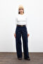 Gabardine Baggy Pants Navy Blue - 4