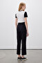 Straight Cut Fabric Pants Black - 8