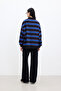 Polo Collar Oversize Sweatshirt Blue - 6
