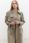 BUTTONED DOUBLE BREASTED TRENCH COAT SAND - 4