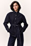 Belt Detail Denim Shirt Deep Blue - 5