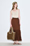 Crush Pleated Long Skirt Brown - 2