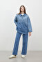 STRAIGHT DENIM PANTS WITH STITCH DETAIL BLUE - 3