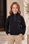 3 Thread Half-Zipper High Collar Girls' Sweatshirt
