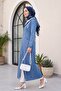 Hooded Denim Cap with Side Pockets and Elasticated Sleeves - 4