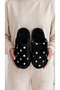 Women's Black Pauntiye Rabbit Fur Indoor House Slippers 3 cm Byndatom01