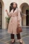 Elastic Sleeves, Belted, Lined Trench Coat - Stone Color