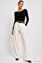 Women's Black Boat Neck Long Sleeve Blouse - 3