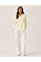 Women's Pastel Yellow Textured Fabric Lightly Transparent Comfortable Cut Shirt Long Sleeve, Casual & Stylish - 3