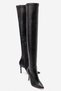 Women's Black Leather Stretch Pointed Toe 10 cm Thin Heeled Over-The-Knee Boots Betty - 2