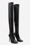 Women's Black Leather Stretch Pointed Toe 10 cm Thin Heeled Over-The-Knee Boots Betty - 3