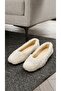 Women's Ecru Rabbit Hair Bow Daily Ballerinas 1 cm Byndtav01 - 6
